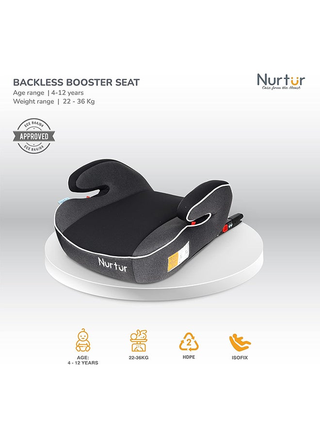 Nurtur Enzo Kids Booster Car Seat - Arm Rest Seat, Blow Up Narrow Backless Booster Car Seat For Travel, Suitable From 4 Years To 12 Years (Group 2/3) - Black And Dark Grey  - Image 2