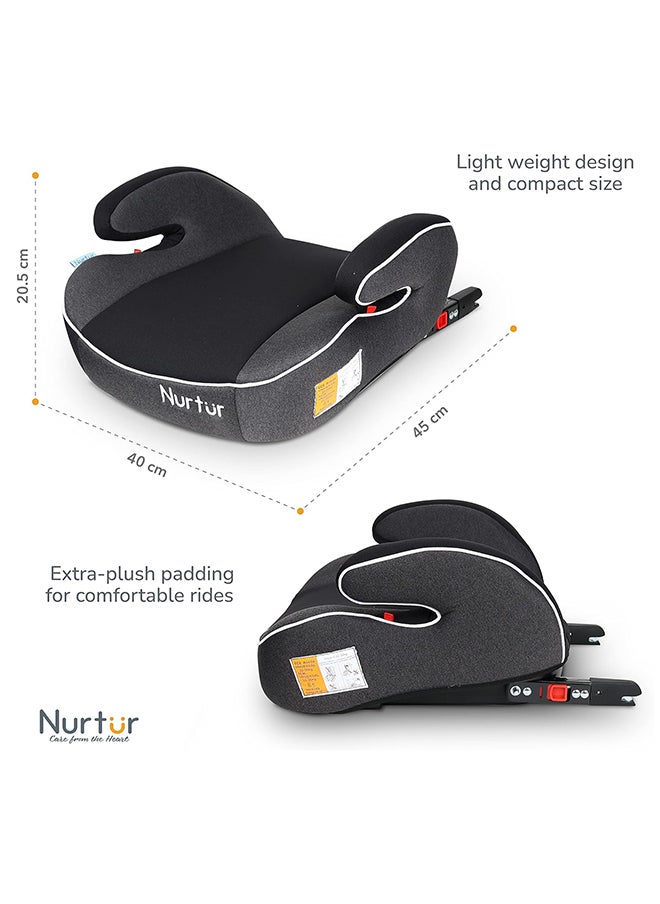 Nurtur Enzo Kids Booster Car Seat - Arm Rest Seat, Blow Up Narrow Backless Booster Car Seat For Travel, Suitable From 4 Years To 12 Years (Group 2/3) - Black And Dark Grey  - Image 4