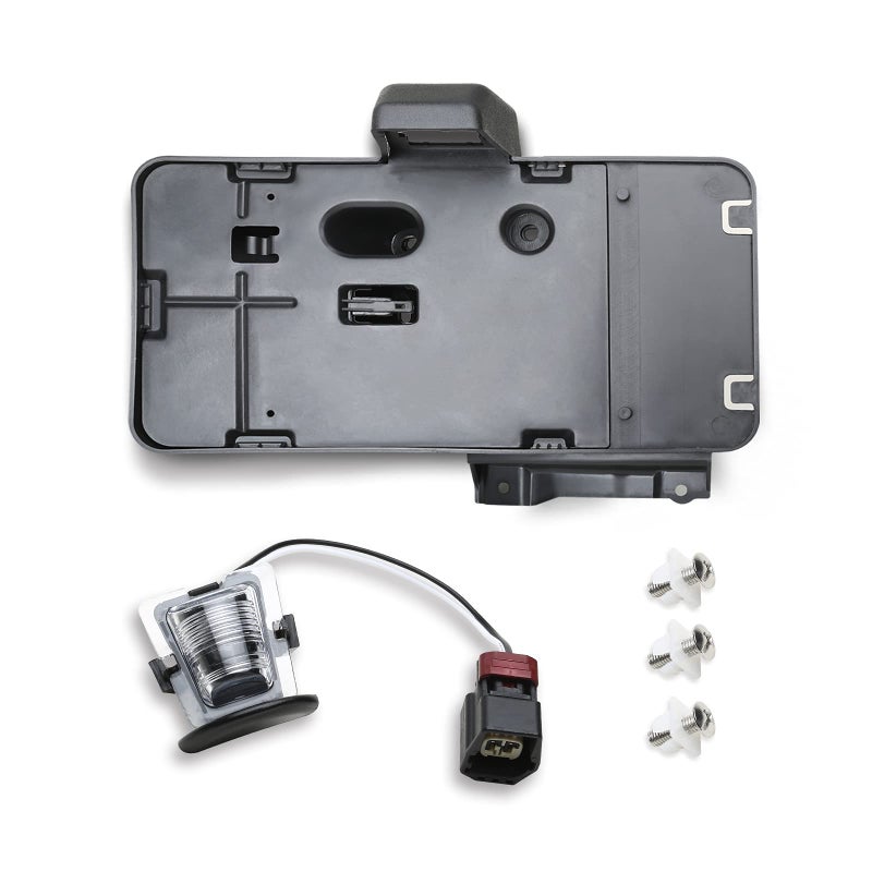 إطار حامل لوحة الترخيص الاحتياطي MITZONE مع مصباح ضوء أسود خلفي متوافق مع 20092018 جيب رانجلر JK ملحقات استبدال 68064720AA