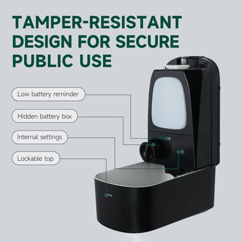 anydry Commercial Automatic Soap Dispenser Large 34oz/1000ml Capacity Wall-Mounted Touchless Liquid Dispenser for High-Traffic Restrooms, Offices, Hospitals Model AD1220S Black - Image 3