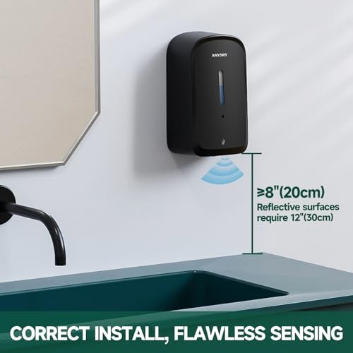 anydry Commercial Automatic Soap Dispenser Large 34oz/1000ml Capacity Wall-Mounted Touchless Liquid Dispenser for High-Traffic Restrooms, Offices, Hospitals Model AD1220S Black - Image 2