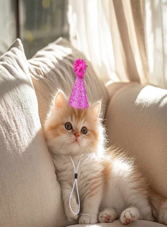 جريفوسيا قبعات حفلات صغيرة من Grevosea، 4 قطع، قبعات كلاب متعددة الألوان، قبعات قطط مع كرات صوفية، قبعات عيد ميلاد قابلة للتعديل للكلاب، عصابات رأس، قبعات عيد ميلاد صغيرة للقطط والكلاب، حيوانات محشوة، إكسسوارات أزياء - Image 5