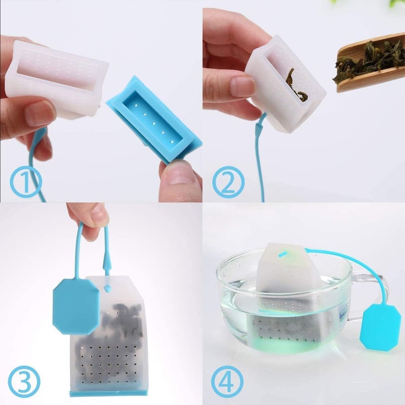 Ecurfu Silicone Tea Infuser, 4 Pack Loose Leaf Tea Filter Bags Strainer with Spoon - Image 5