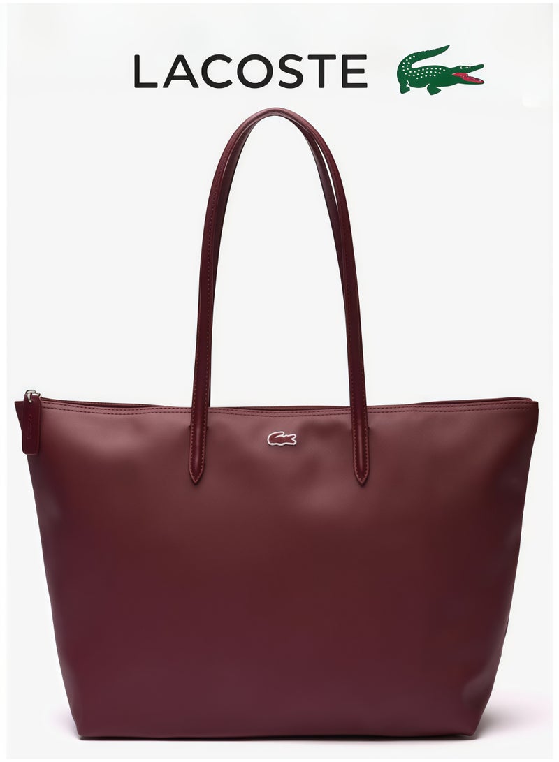 Lacoste Women's L12.12 Concept Fashion Versatile Large Capacity Large Size Zipper Handheld Shoulder Bag Tote Bag Large Claret 35cm * 30cm * 14cm - Image 5
