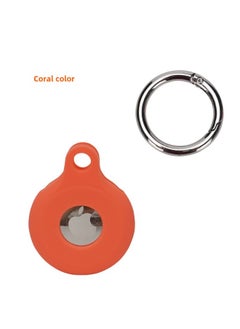 Suitable For Apple Airtag Case Protective Case Airtags Positioning Tracker Anti-lost Silicone Protective Case-Color:Coral + Round Buckle + OPP