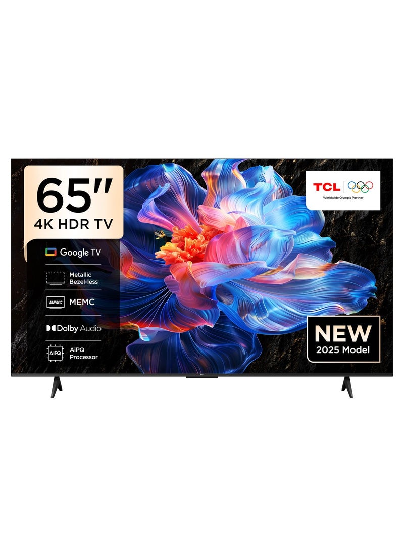 TCL 65 Inch 4K Ultra HD,60 Hz,HDR TV, Smart TV Powered by Google TV (Dolby Audio, Voice Control, compatible with Google assistant, Chromecast built-in, 2025 New Model) 65V6C Black - Image 1