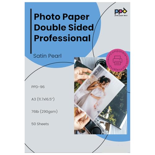 PPD Double Sided Photo Paper, Satin Pearl Brochure Paper 11 x 17 for Inkjet Printer, 290 gsm, 10.7 mil Thick for Magazine, Flyer, Presentation, Program, Instant Dry & Water Resistant (50 Sheets) - Image 1