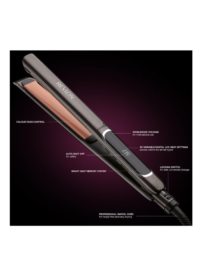 Revlon RVST2155 Hair Straightener Perfect Heat Copper 25 MM Straightener,Ceramic flat iron, 30 LCD settings - Image 4