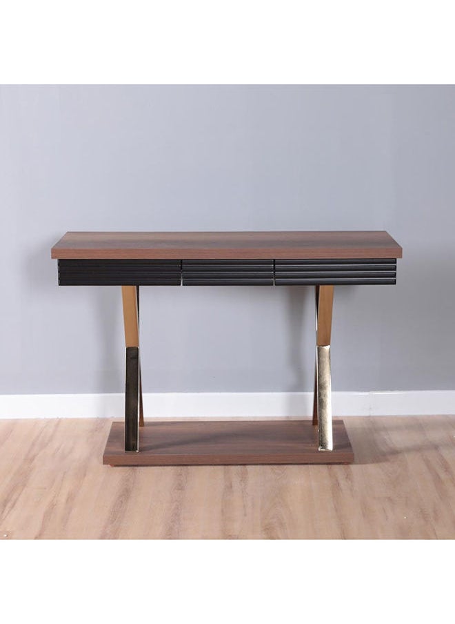 DANUBE HOME - Roma Console Table Multifunctional Living Room Table Space Saving Hallway Table Modern Design Console Table Furniture for Narrow Doorway Walnut / Golden - Image 1
