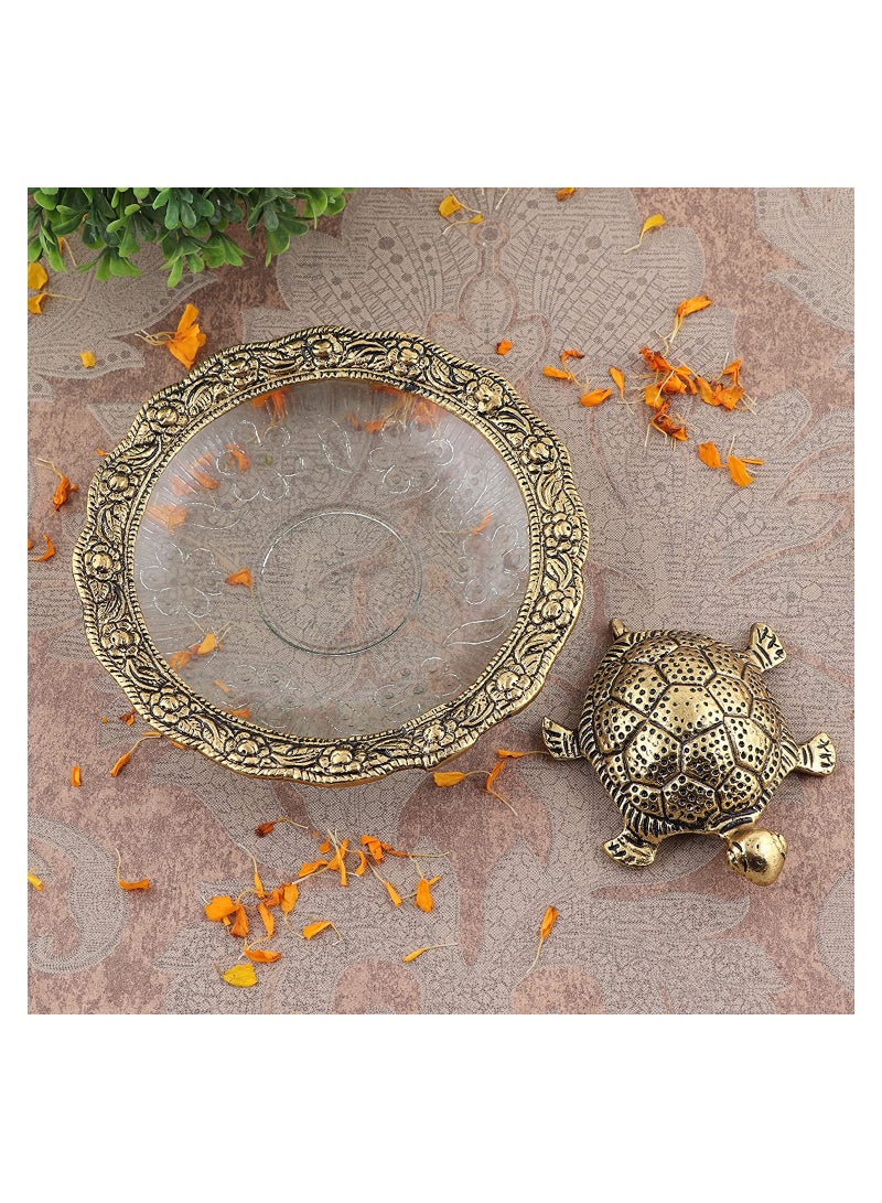 تمثال سلحفاة من الألومنيوم من NOG، هدية مثالية لتزيين المنزل، مع طبق، قطعة فنية رائعة على شكل سلحفاة، هدية مميزة. - Image 2