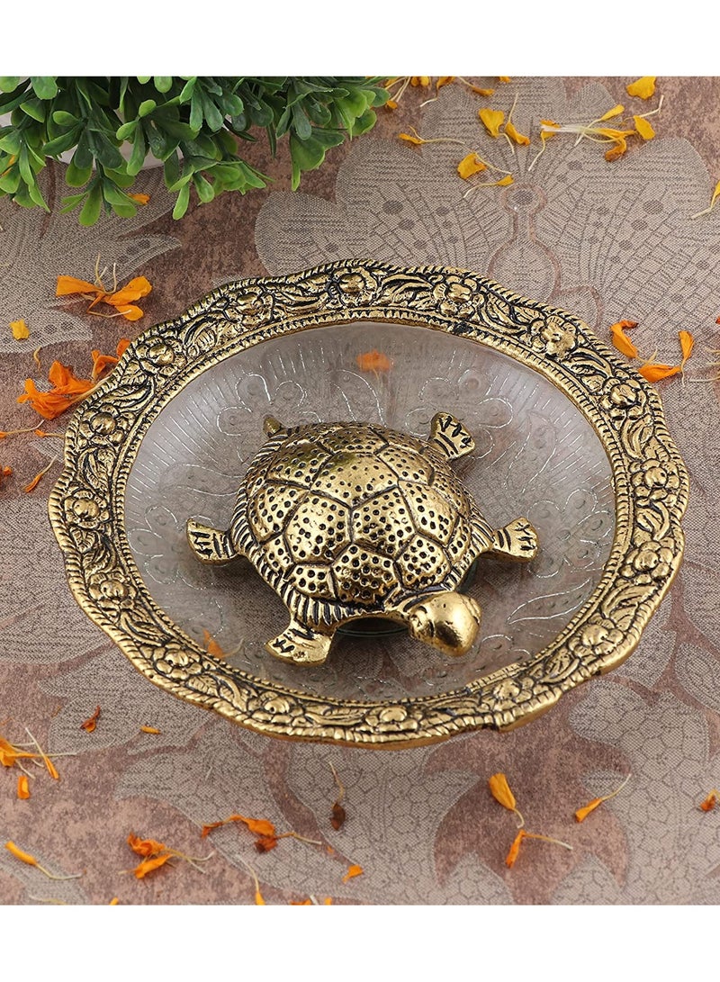 تمثال سلحفاة من الألومنيوم من NOG، هدية مثالية لتزيين المنزل، مع طبق، قطعة فنية رائعة على شكل سلحفاة، هدية مميزة. - Image 4