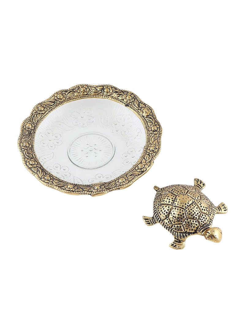 تمثال سلحفاة من الألومنيوم من NOG، هدية مثالية لتزيين المنزل، مع طبق، قطعة فنية رائعة على شكل سلحفاة، هدية مميزة. - Image 3