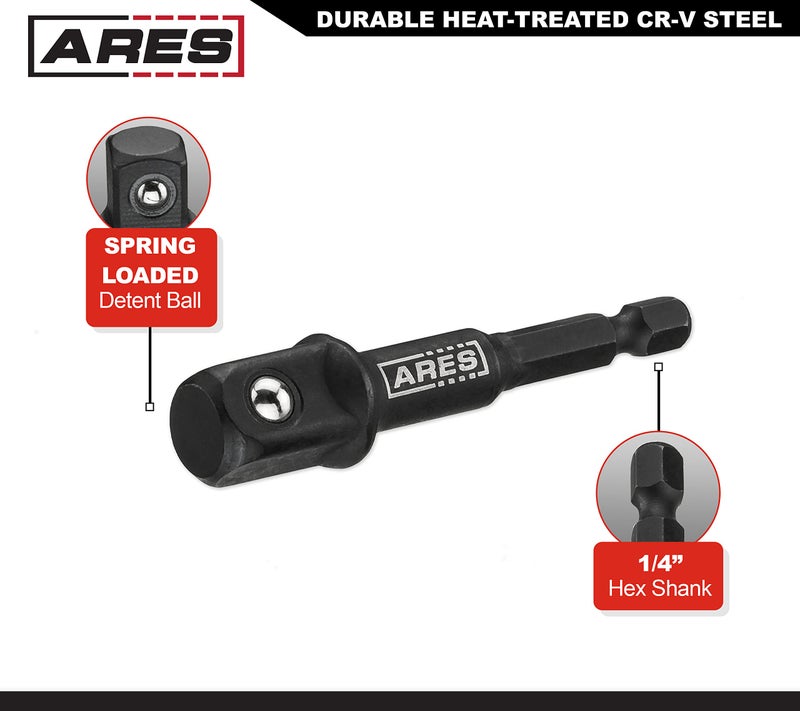 ARES ARES 22022-3-Inch Impact Grade Socket Adapter Set - Turns Impact Drill Driver into High Speed Socket Driver - 1/4-Inch, 3/8-Inch, and 1/2-Inch Drive  - Image 4