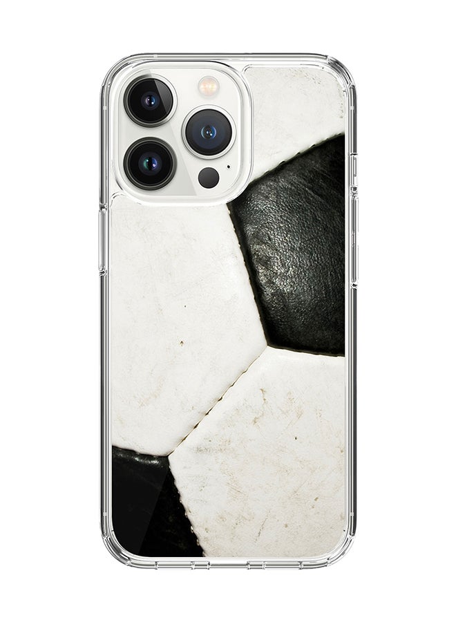 Classic Clear for Apple iPhone 14 Pro Case Hybrid Soft Cover Flexible Edges Anti Drop TPU PC Gel Thin Transparent Cover - Football (Soccer Ball) Full Print