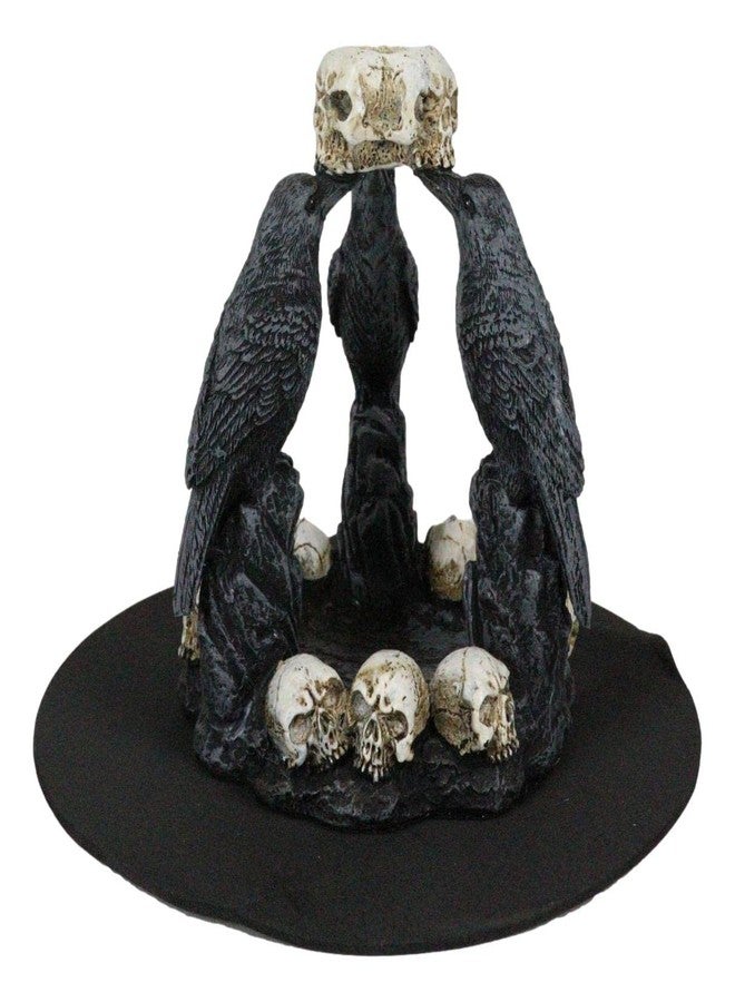 إيبروس جيفت مجموعة هدايا إيبروس القوطية المرعبة "قال الغراب: لن يعود أبدًا" - ثلاث غربان مع جماجم - مبخرة مخروطية الشكل - تماثيل غراب - ويكا - سحر - شعوذة - ديكور منزلي - Image 1