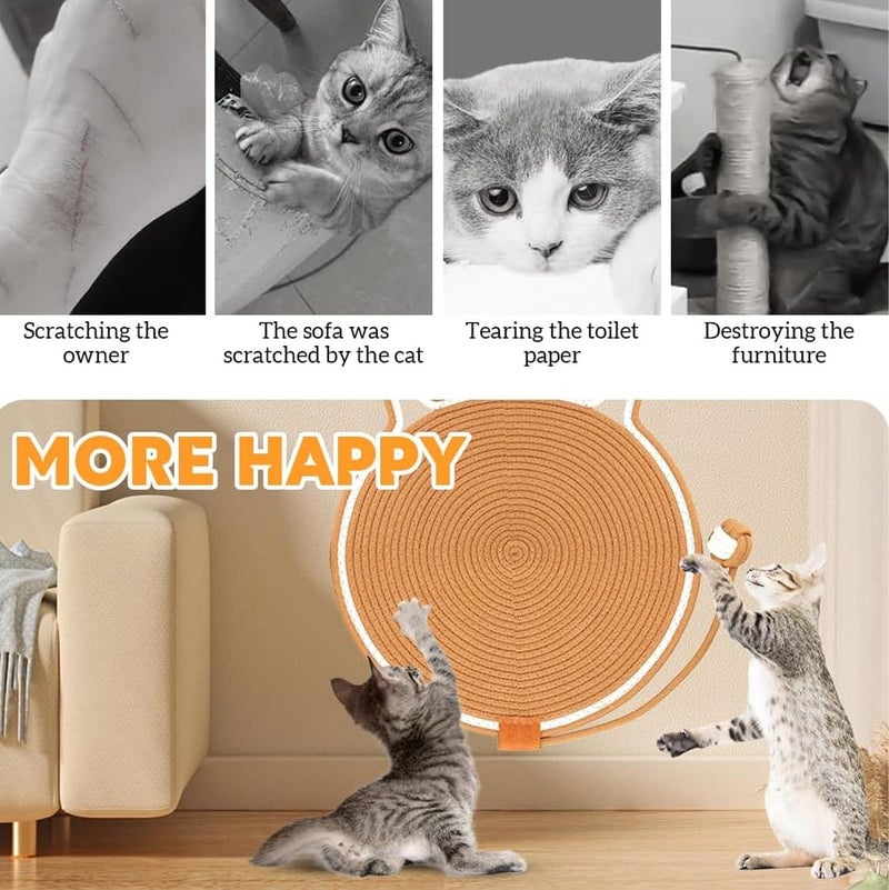 LINJIE 2 Pcscat Scratching Board, Durable Cat Claw Grinding Pad,Natural Sisal Cat Scratcher Mat, Suitablebeige Furniture Protector For Couch, Carpets & Sofas(35cm) - Image 4
