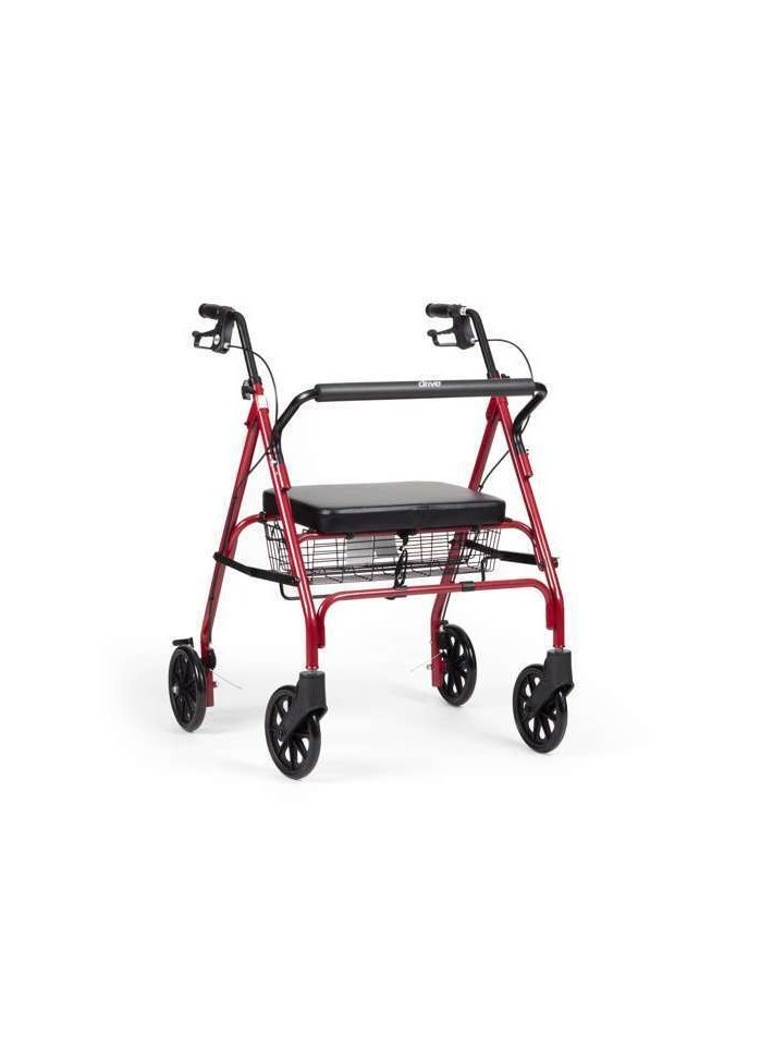 AKM Lightweight  Foldable  4 Wheel Rollator Walker Aid with Padded Seat Lockable Brakes and  Underseat  Basket  Adjustable Height  - Image 1