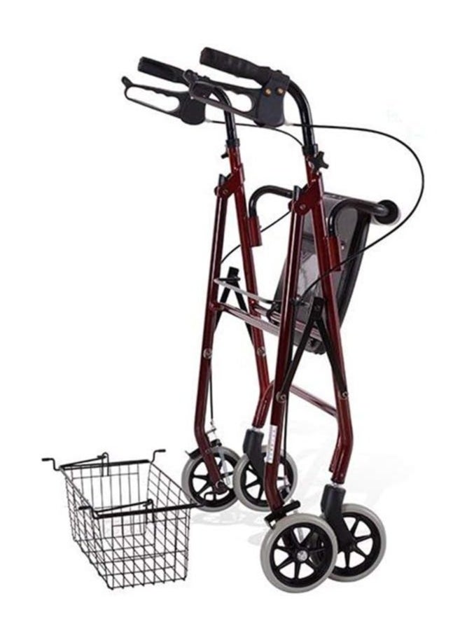 AKM Lightweight  Foldable  4 Wheel Rollator Walker Aid with Padded Seat Lockable Brakes and  Underseat  Basket  Adjustable Height  - Image 2