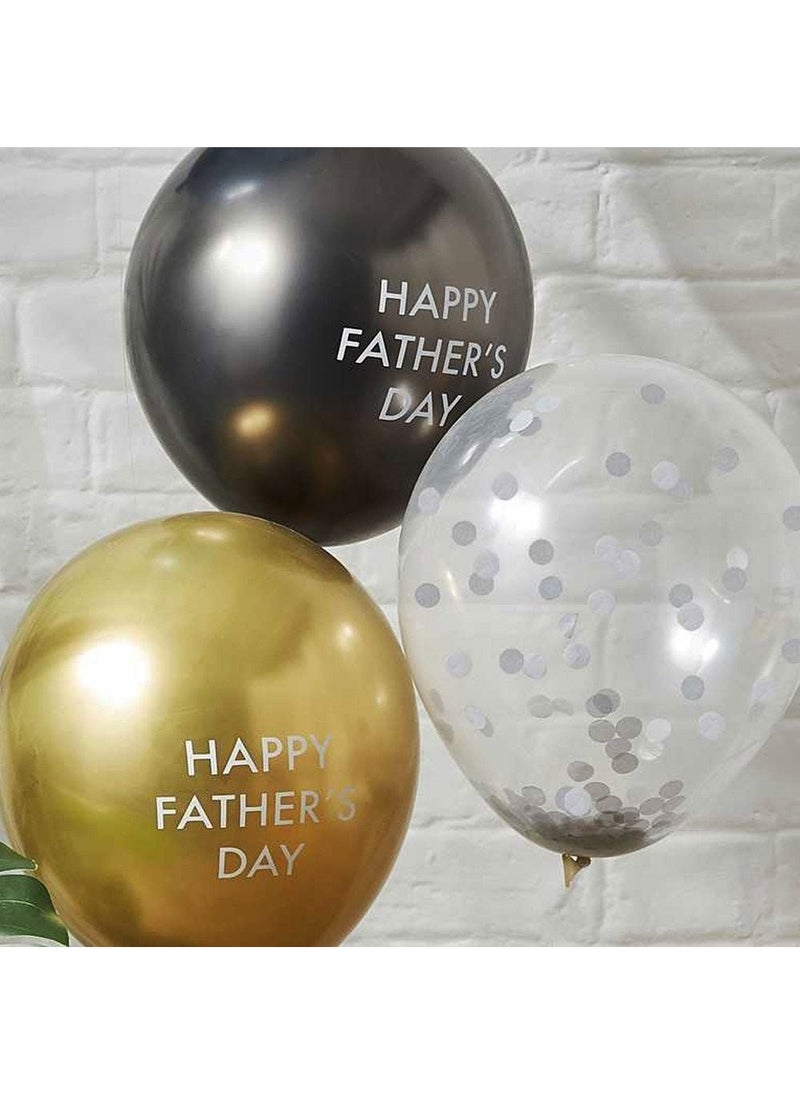 Ginger Ray Happy Father's Day Balloon Bouquet Blue Gold Gray 5-Pack - Image 3