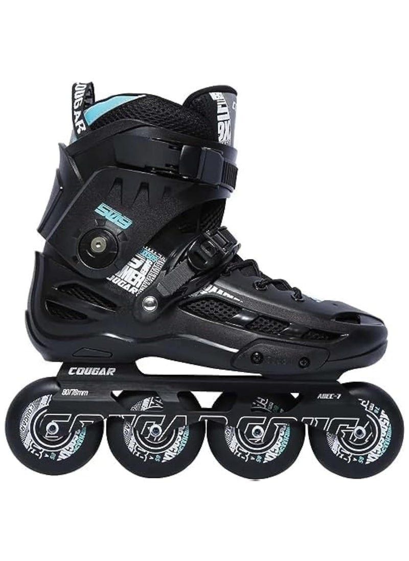 Cougar COUGAR Roller Skate Shoe Cougar Model 509 For Adult Adjustable Roller Skates with 4 Illuminating Pu Wheels, Outdoors and Indoors Roller Blades for Boys Girls Beginners Color : Black Size : 41  - Image 2