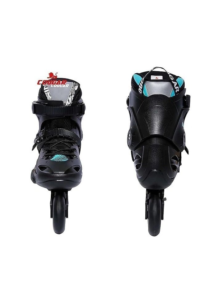 Cougar COUGAR Roller Skate Shoe Cougar Model 509 For Adult Adjustable Roller Skates with 4 Illuminating Pu Wheels, Outdoors and Indoors Roller Blades for Boys Girls Beginners Color : Black Size : 41  - Image 4