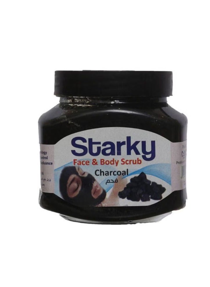 Starky Face & Body Scrub - Activated Charcoal Deep Cleansing Exfoliator -Starky scrub, charcoal scrub, face and body exfoliator, deep pore cleansing, activated charcoal skincare, dead skin removal, skin purification, exfoliating scrub