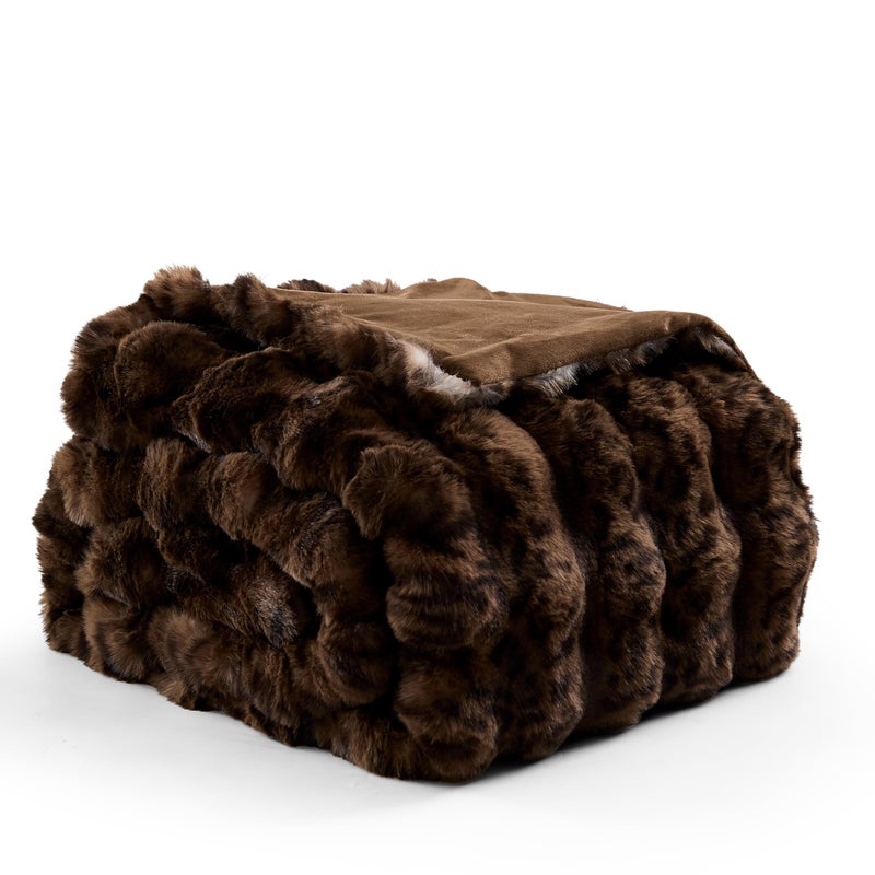 WDCOZY Cheetah Leopard Print Bubble Throw Blanket, Luxury Faux Rabbit Fur Mink Plush Throw for Couch, Sofa and Bed, Soft Fluffy Fuzzy Cozy Blanket for Women, 50x60 inches, Chocolate Brown, 950 GSM - Image 5