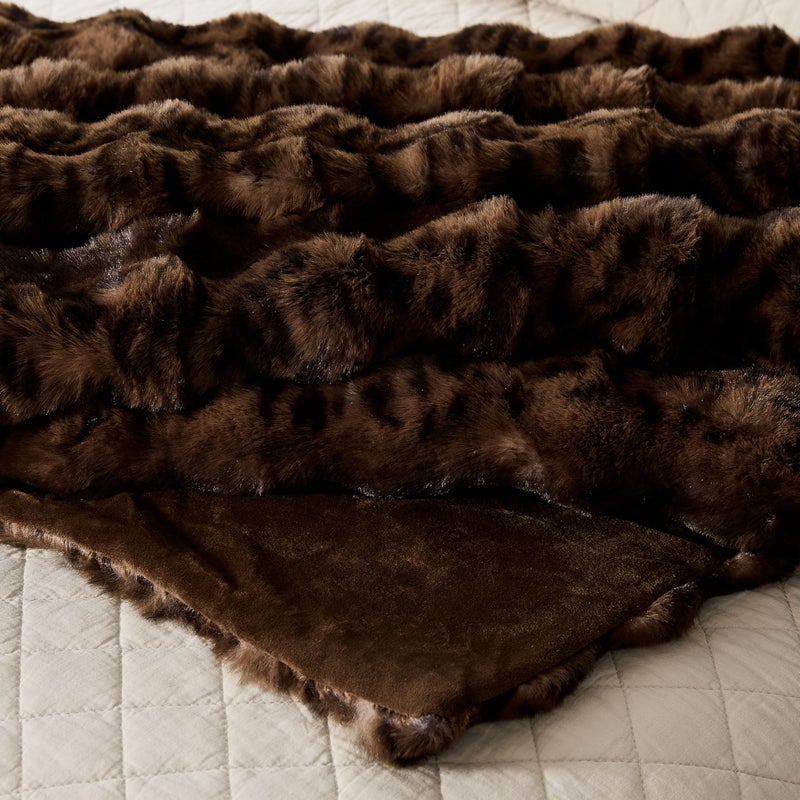 WDCOZY Cheetah Leopard Print Bubble Throw Blanket, Luxury Faux Rabbit Fur Mink Plush Throw for Couch, Sofa and Bed, Soft Fluffy Fuzzy Cozy Blanket for Women, 50x60 inches, Chocolate Brown, 950 GSM - Image 2