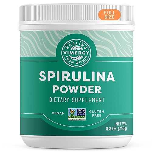 Vimergy Spirulina Powder Concentrated Plant Protein Supports Immune Health Cardiovascular Function Vegan Kosher GlutenFree 250g
