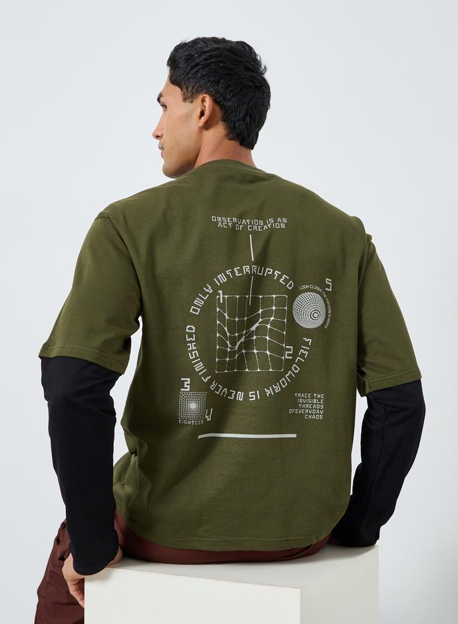 ستايلي تيشيرت واسع بتصميم أكمام مزدوجة - Image 4