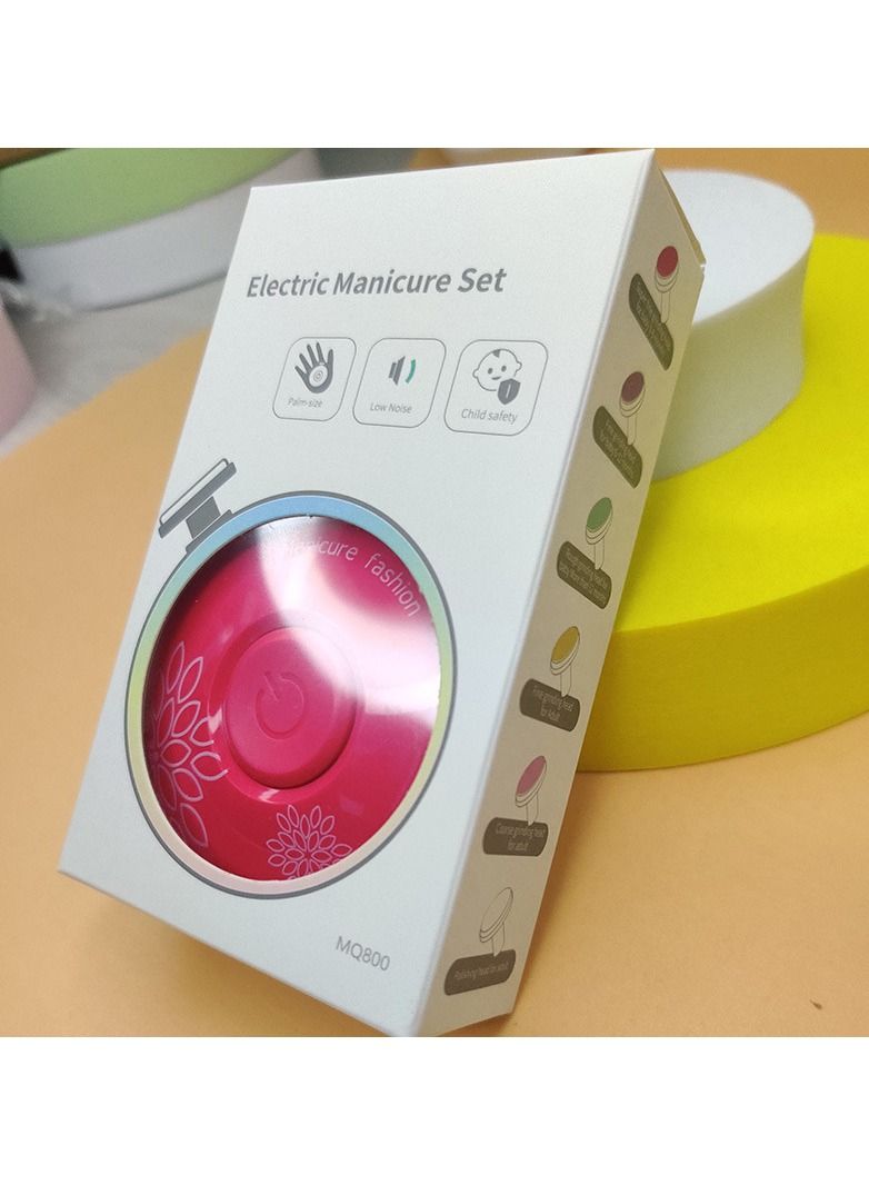 مجموعة مانيكير كهربائية لتشذيب أظافر الأطفال حديثي الولادة أو الكبار (أحمر) - Image 2
