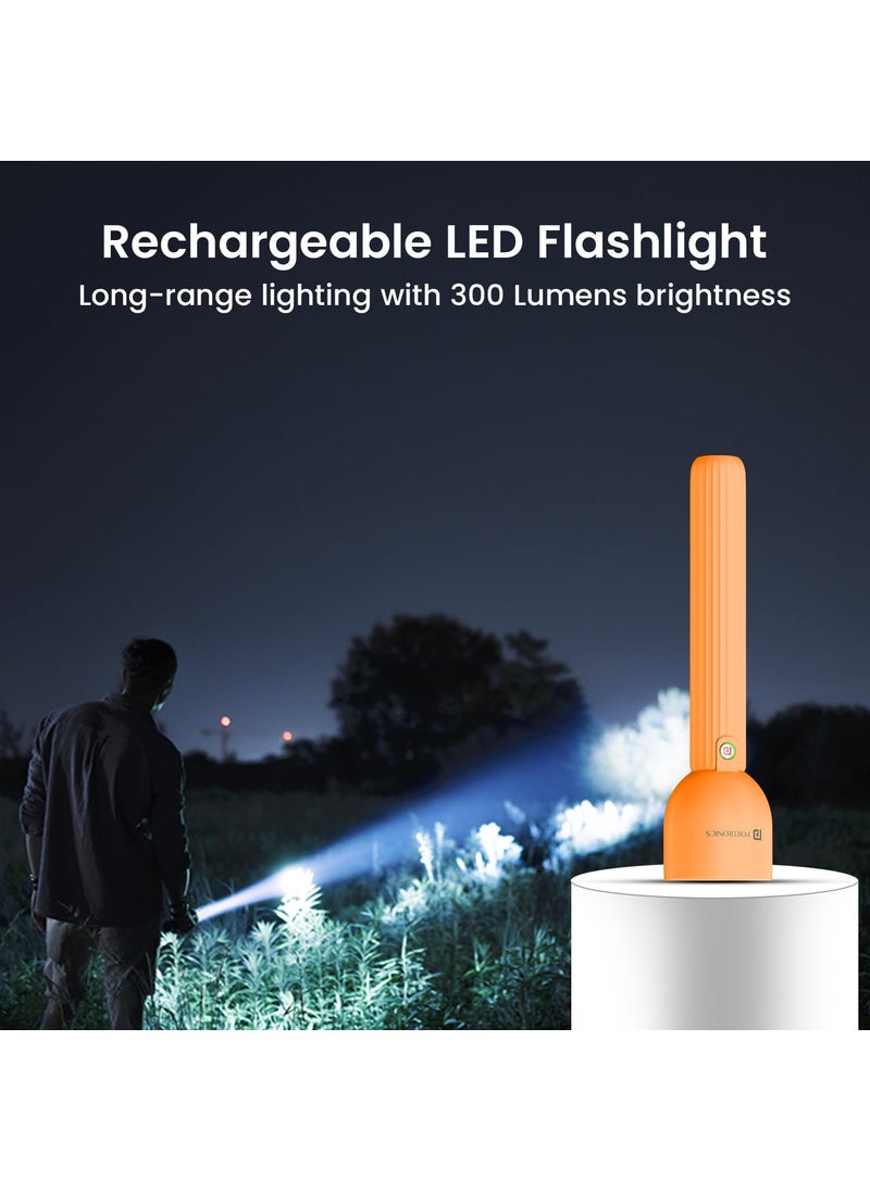 Portronics Portronics Eco Glow LED Torch Light with USB Rechargeable Battery DualBrightness Levels SOS Emergency Light Mode Long Distance Flashlight for Home Outdoor Camping Travel Orange  - Image 2
