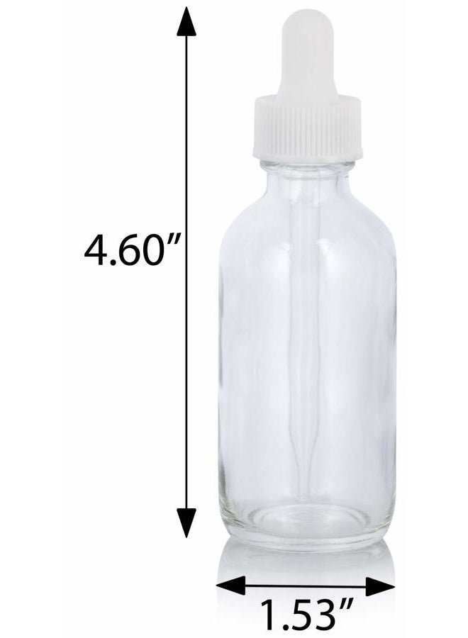 JUVITUS 2 oz Clear Glass Boston Round White Dropper Bottle (12 Pack) + Funnel for Essential Oils, Aromatherapy, e-Liquid, Food Grade, bpa Free - Image 2