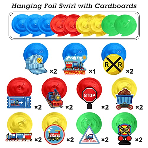 Nezyo 51 Pieces Train Birthday Decorations Transportation Hanging Swirls Steam Train Ceiling Decor for Railroad Traffic Sign Im Two Party Baby Shower Favors Supplies - Image 5