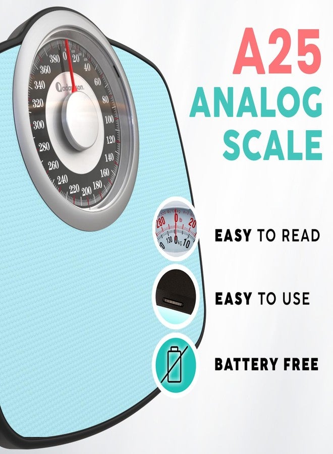 Adamson A25 Scales for Body Weight - Up to 400 LB - 5.3" Dial on 12.4" x 10.2" Platform - Anti-Skid Rubber Surface - High Precision Bathroom Scale Analog - Durable with 20-Year Assurance - Image 2
