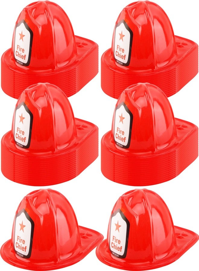 Restroma 60 Pack Children Firefighter Hat Bulk Fire Chief Helmet Plastic Fireman Costume Hat for Kids Fireman Cosplay Hero Theme Party Dress Up (Color Style 1) - Image 1