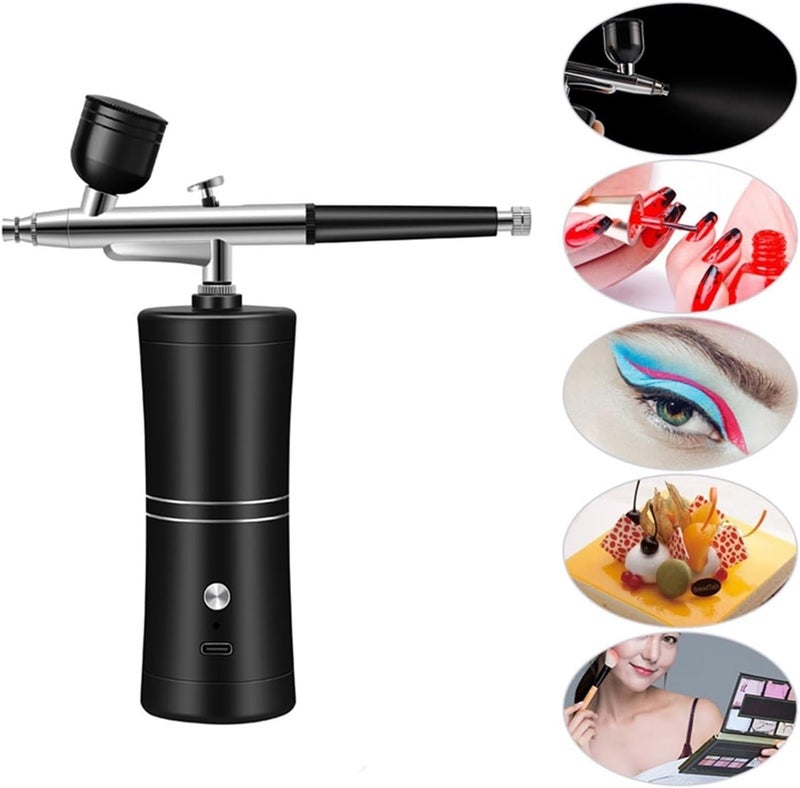COSLUXE Air brush Set Professional Facial Makeup Airbrush Gun Kit USB Rechargeable Air Brush Pen for Makeup Skin SPA Art Nail Painting Tattoo Manicure Cakes DIY with 3 Capacity Cups - Image 2