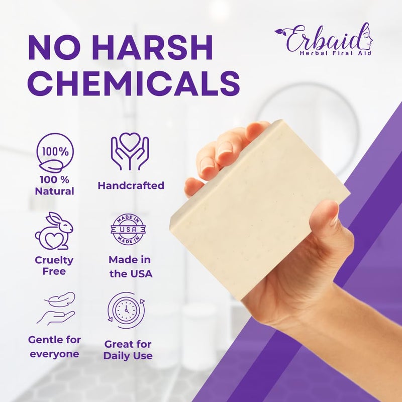 Natrulo Pyrithione Zinc Soap Bar for Face & Body, 4oz | 2% ZnP Bar Soap Skin Repair Cleanser for Acne, Rosacea, Eczema, Dermatitis, Psoriasis, Itching | Cleansing, Calming Zinc Facial Wash Made in USA - Image 4