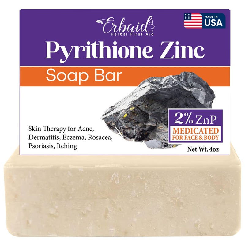 Natrulo Pyrithione Zinc Soap Bar for Face & Body, 4oz | 2% ZnP Bar Soap Skin Repair Cleanser for Acne, Rosacea, Eczema, Dermatitis, Psoriasis, Itching | Cleansing, Calming Zinc Facial Wash Made in USA - Image 1