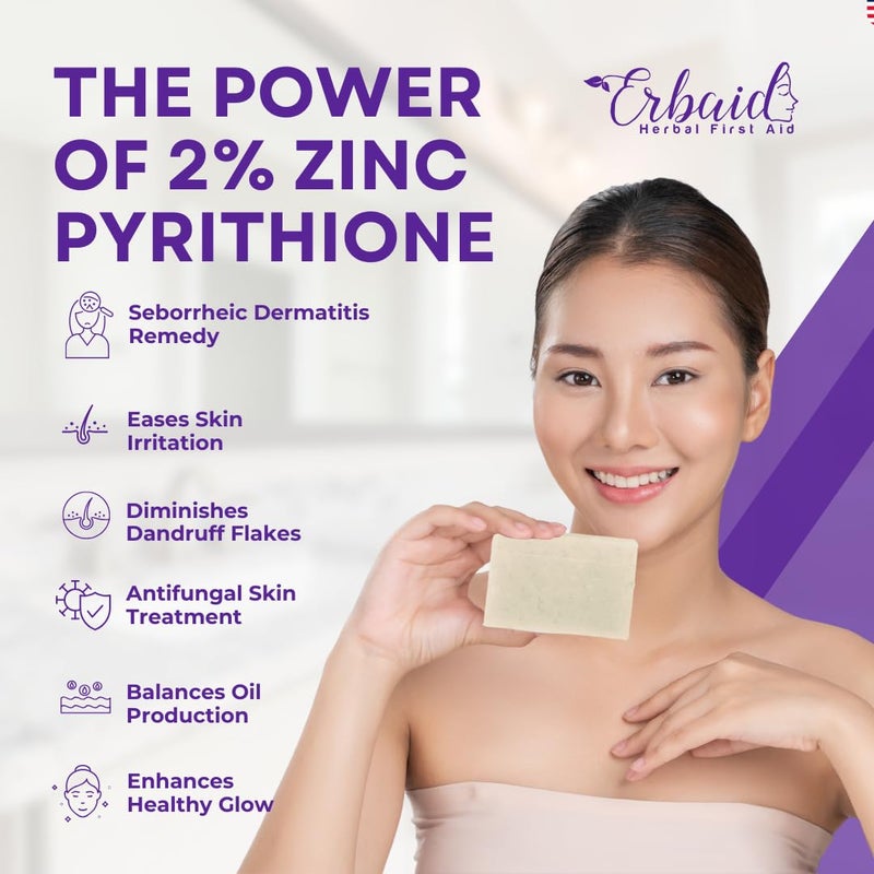 Natrulo Pyrithione Zinc Soap Bar for Face & Body, 4oz | 2% ZnP Bar Soap Skin Repair Cleanser for Acne, Rosacea, Eczema, Dermatitis, Psoriasis, Itching | Cleansing, Calming Zinc Facial Wash Made in USA - Image 2