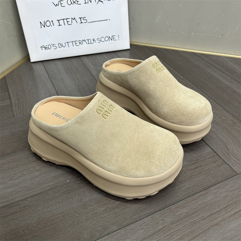 Thick-Soled Closed-Toe Mules For Women, 2025 Spring New Retro Versatile Slip-On Non-Slip Birkenstock Style Trendy Shoes - Image 1