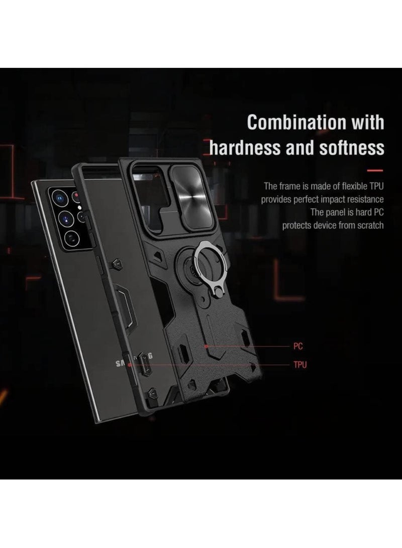 Nillkin CamShield Armor Cover Case Designed For Samsung Galaxy S22 Uitra - Black - Image 3