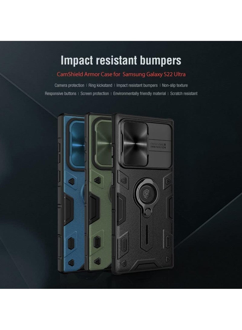 Nillkin CamShield Armor Cover Case Designed For Samsung Galaxy S22 Uitra - Black - Image 5