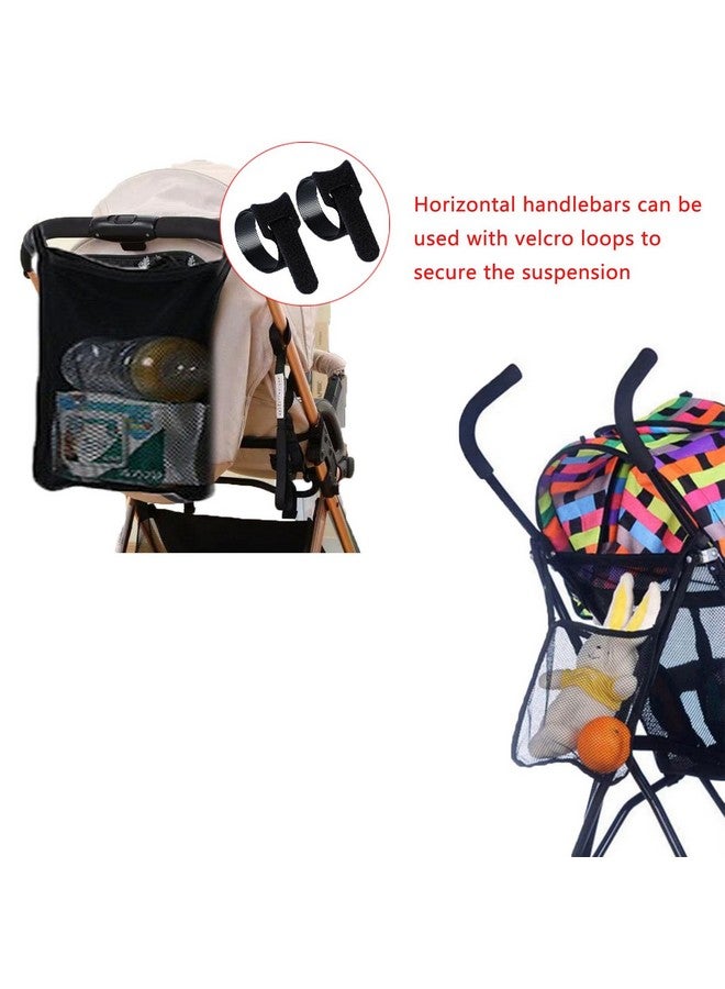 UtySty 3 Pack Stroller Sling Mesh Bag Back Hanging Extra Storage Organizer Handle Bar Attachment Net Pouch for Kids Wagon Pushchair Pram Car Seat Umbrella Water Bottle Diaper Bag Phone Snacks - Image 5