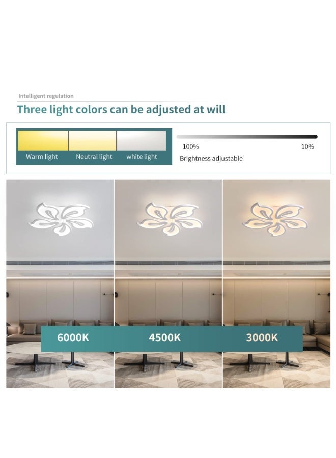 الجا الحاجة لمبة سقف مودرن 45W قابلة للخفت، نجفة أكريليك 5 رؤوس ورقية 25.6 بوصة مع ريموت كنترول لغرفة المعيشة - Image 4