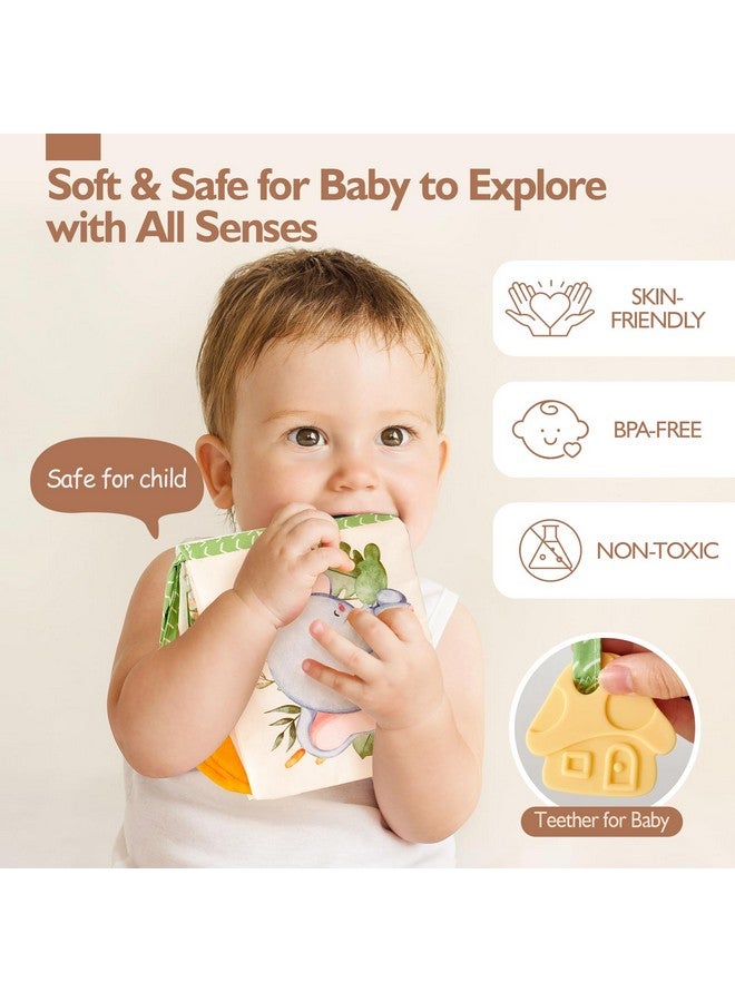 هاهالاند ألعاب أطفال من عمر 0 إلى 6 أشهر، كتب أطفال من قطعتين، ألعاب أطفال من عمر 6 إلى 12 شهرًا - ناعمة، مجعدة، تصدر صريرًا، حسية، ألعاب وقت النوم على البطن - هدايا عيد الميلاد للأطفال - Image 5