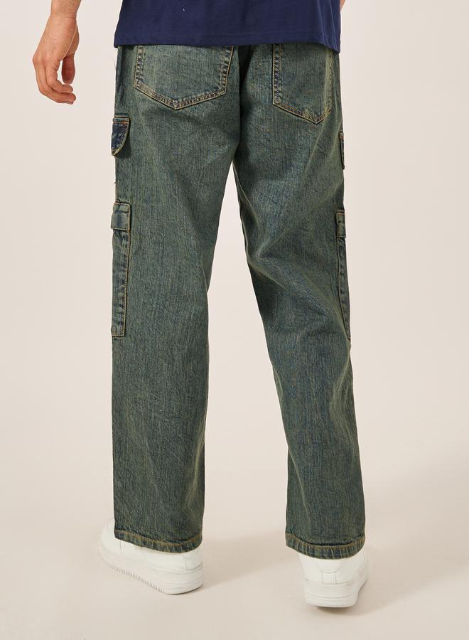 Styli Mid Rise Cargo Carpenter Fit Jeans  - Image 4