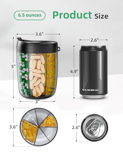 PULIV Large Pill Bottle Organizer, Supplement Organizer for Holding 6 Various Vitamins, Pill Box Case with Anti-Mixing & Wide Opening Design, Easy to Retrieve Meds, Includes 20 Pcs Stick-on Labels - Image 5