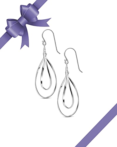 MILLA Teardrop Earrings for Women - Designer Silver Statement Earrings or Gold Dangle Earrings for Women Trendy Upscale Dangly Earrings (Double Teardrop/Sterling Silver Plated) - Image 5