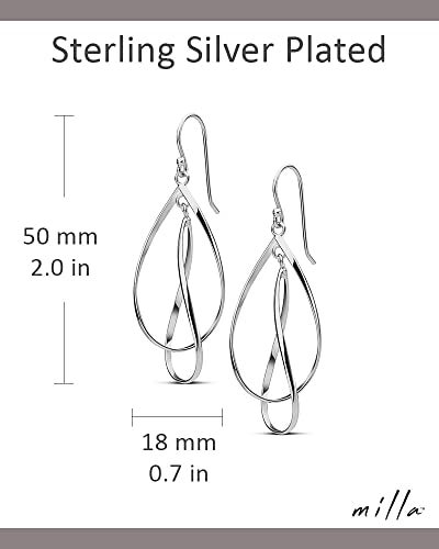 MILLA Teardrop Earrings for Women - Designer Silver Statement Earrings or Gold Dangle Earrings for Women Trendy Upscale Dangly Earrings (Double Teardrop/Sterling Silver Plated) - Image 3
